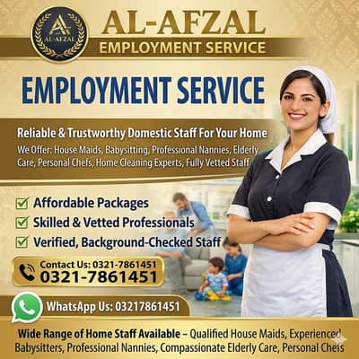 Maids / House Maids / cook / House chef / Baby Sitter maid available