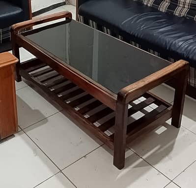 Glass top Wooden coffee table