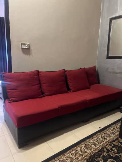 Stylish Red & Black L Shape Sofa available for sale.