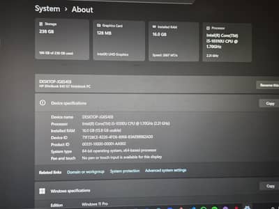 Hp corei5 10 Gen 256bg/ 16gb ram  10/10 condition