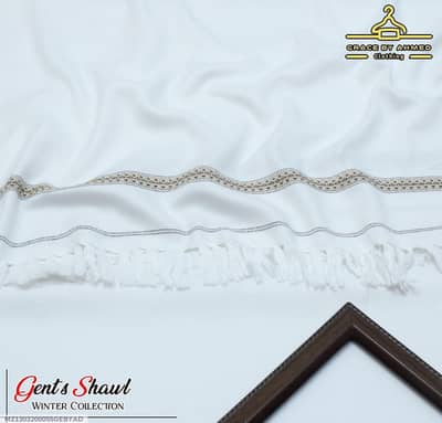 White Embroidered Acrylic Shawl for Men Winter