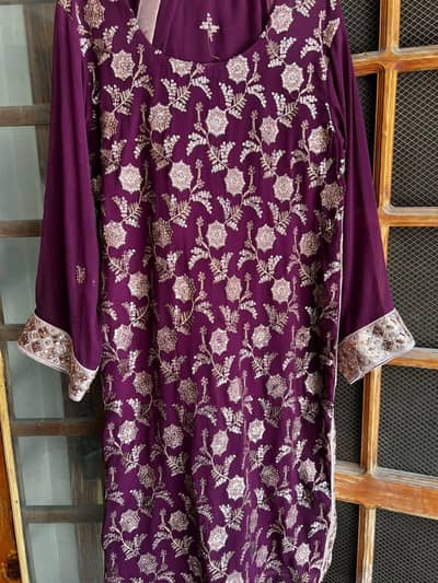 chiffon stitched 3 piece dress