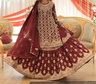 furshi lehnga with long shurlt ready to wear red color grace full