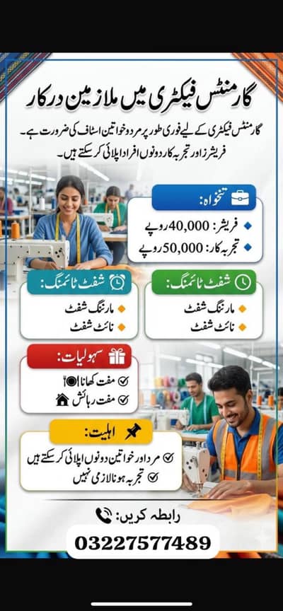 Sapphire textile packing garments job male female Urgent hiring