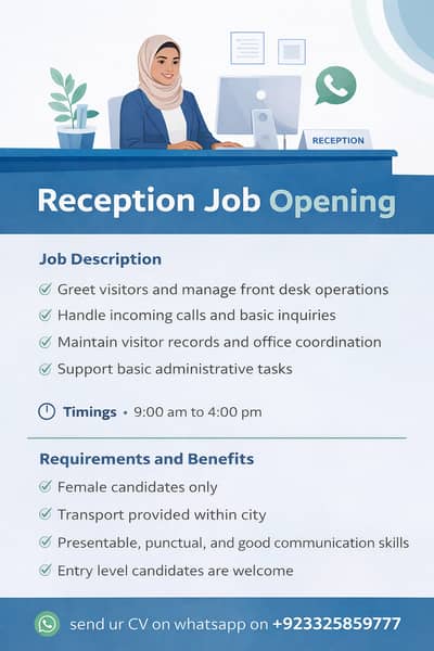 Receptionist Female Required