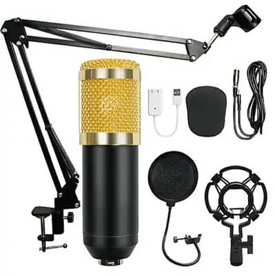 2x BM-800 Podcast Microphones. Condenser Mic Bundle Kit with Stands P