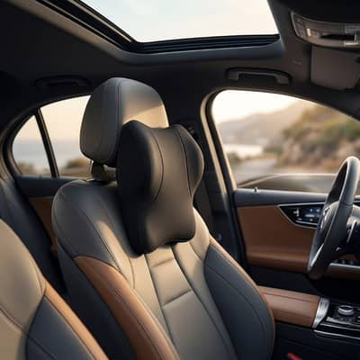 Premium Memory Foam Car Neck Pillow & Lumbar Durabl Back Support Set