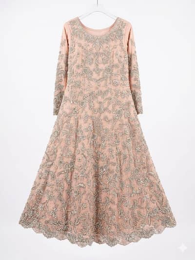 Bridal Maxi  Rust Pink Color  with Heavy Embroided Dupata