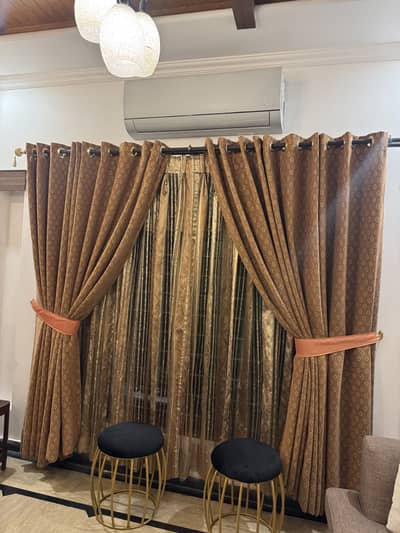Double Window curtains with lining and inner curtains