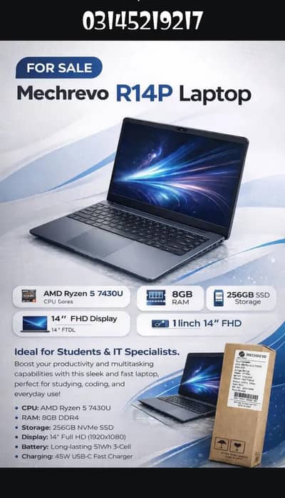 Laptop Mechrevo 8/256 GB SSD, AMD Ryzen 5 7430U    R 14 p