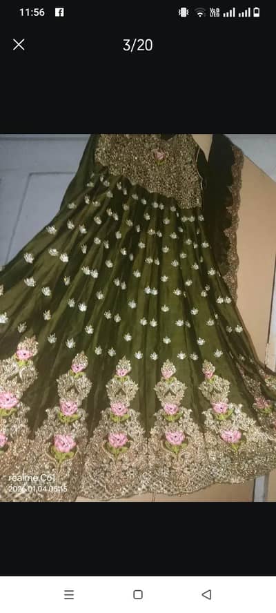 PARTY Wear Silk maxi n Frok with beautiful Embroidery Large size