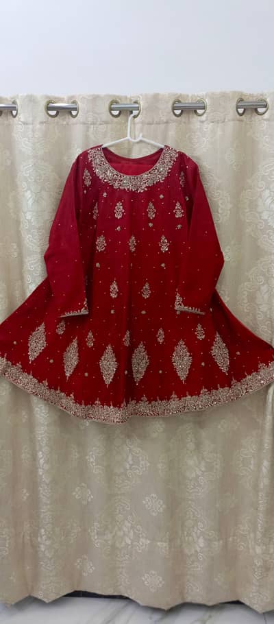 Handmade Red Embroidered Fancy Dress | Perfect for Wedding and Party