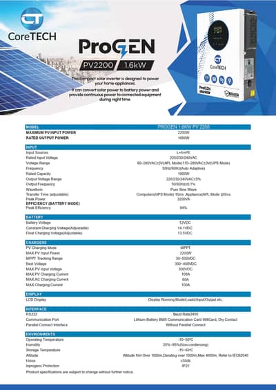 Core Tech Solar Inverter/Hybrid Inverter