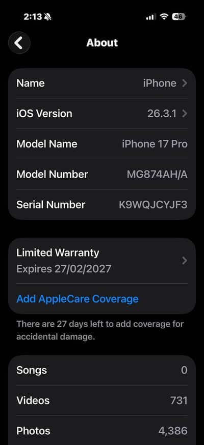 Iphone 17 pro  256 gb