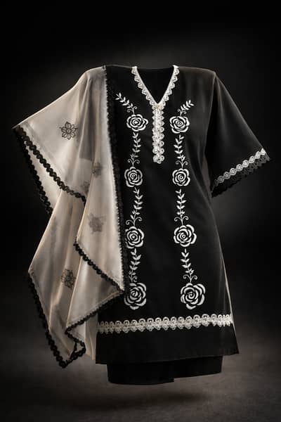 Black Hand-Painted Suit for women