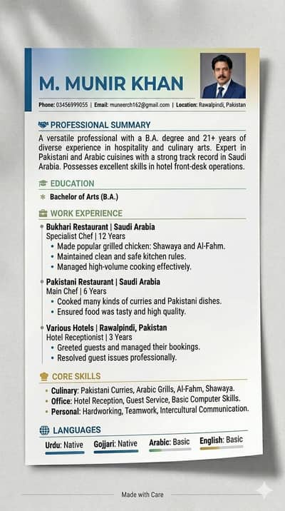 Looking for cooking job