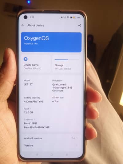 one plus 9 pro 5G (12/256)