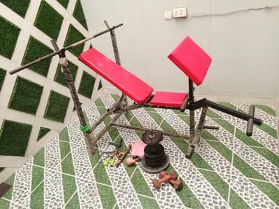 (adjustable bench multipells exersices) with other equipments