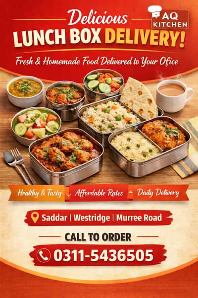 Daily Fresh Homemade Lunch Box Delivery Affordable Free Delivery 20km