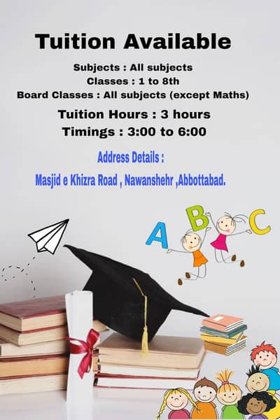 Tuition Available for all classes Grade 1 to 10th