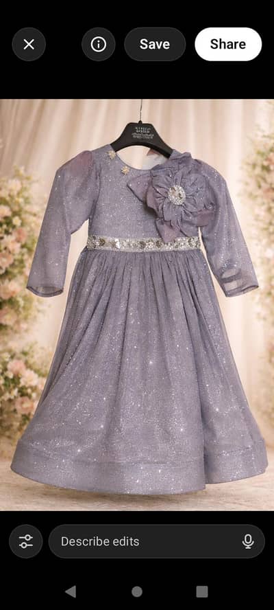 grey fancy  kids frock_ party wear ,stylish & sparky