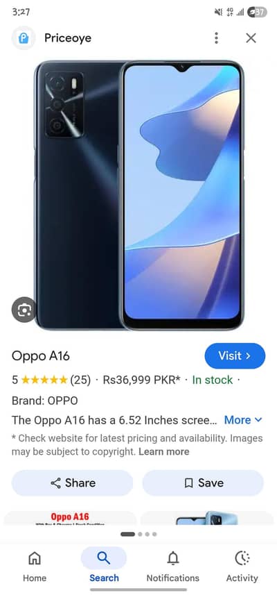 oppo A16 4/64 all ok koi masla nahi hai dabba charger sath hai