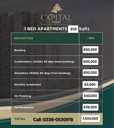 (790 Sq Feet) 1 Bed Apartment Available For Sale On 4.5 Years Easy Instalment Plan