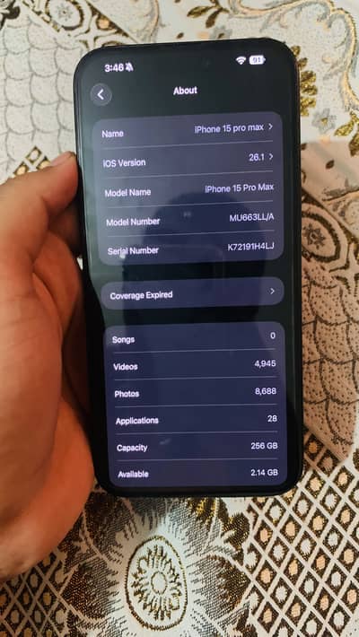 Iphone 15 pro max 256gb JV NON