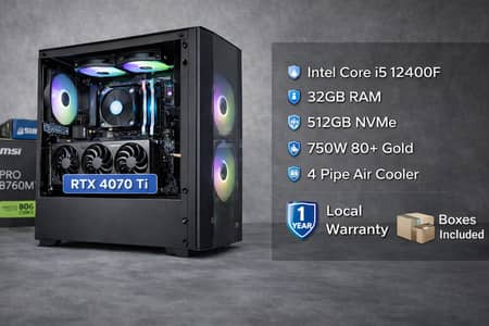 Gaming PC i5 12400F RTX 4070 Ti 32GB RAM 512GB NVMe