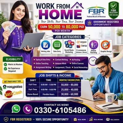 Online Jobs, Assignment Writing, Data Entry, Typing job, Part Time Job