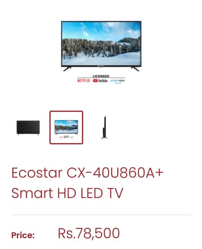 Ecostar CX-40U860A+ Smart HD LED TV