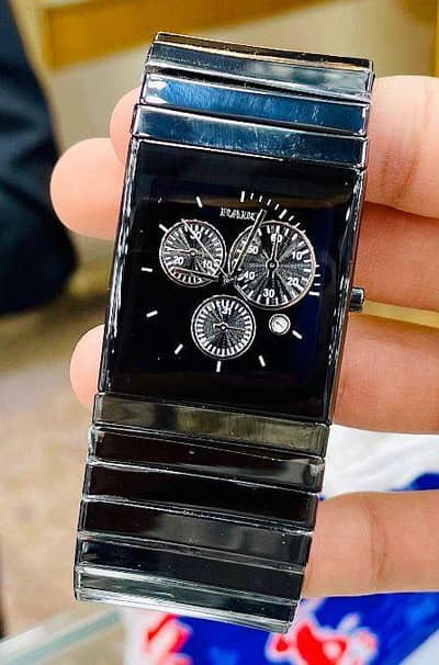 Stylish Black Rado Chronograph Watch – Modern Luxury Design