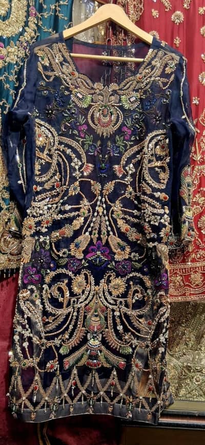 Heavy Blue Hand Made  Pure antique  Stone work Emboridry