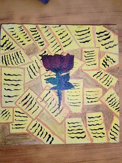 beautiful rose  hand made canvas size 6/6 for home decor