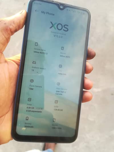 Infinix not 12 only mobile 8 128 gb galss Chang Baki all ok