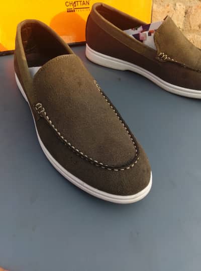 Men’s Olive Suede Slip-On Loafers – Slightly Used (Like New)