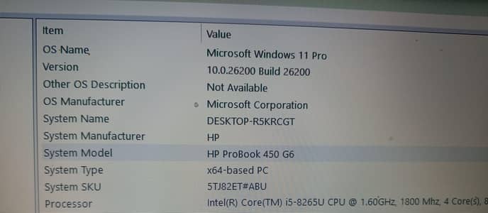 HP corei5 8 generation 450 G6 in 10/10 condition  plus finger print