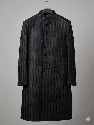 Black Sherwani with shoes turban