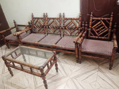 5 Seater Sofa Set or Center table  wooden
