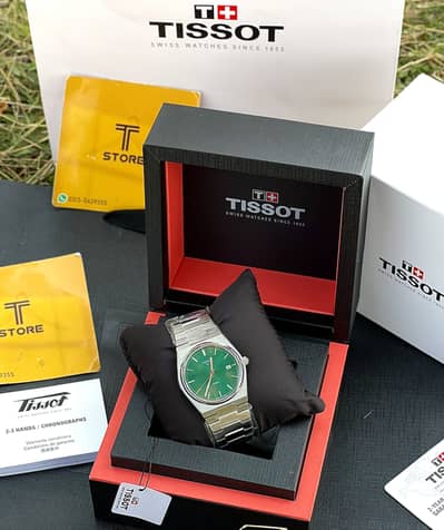 Originsl Tissot PRX Silver Stainless Steel Green Dial Quartz Watch