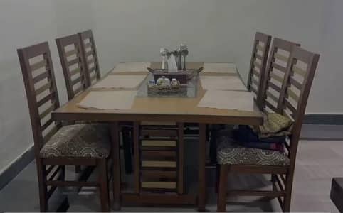 six chair wooden dining table set
