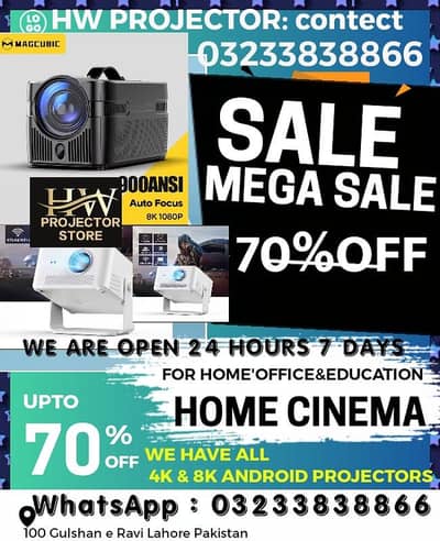 SALE 70% ON ALL FULL HD 4K ANDROID SMART MINI PROJECTOR MULIYMEDIA