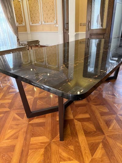 Interwood black marble top dining table