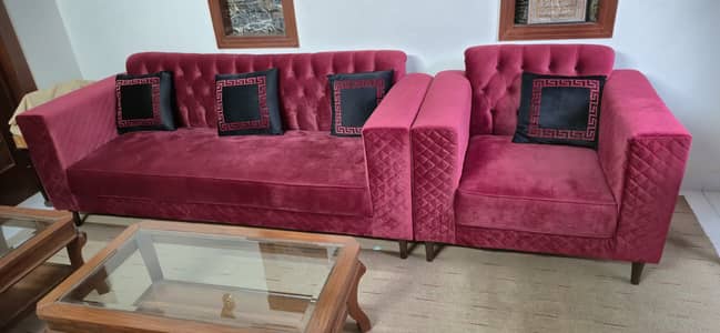 Brand New 7 Seater Sofa Set, Stylish Velvet Finish – Never Used