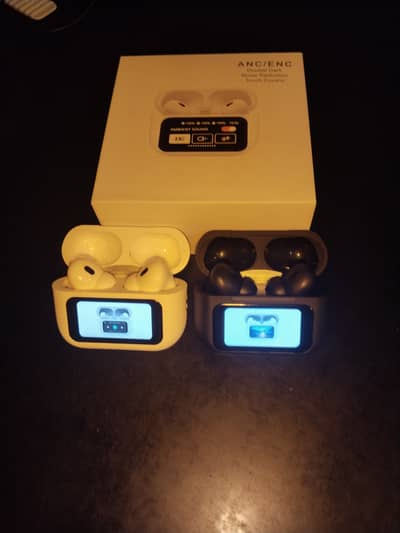 Original A9 pro screen airbuds in both white and black colour
