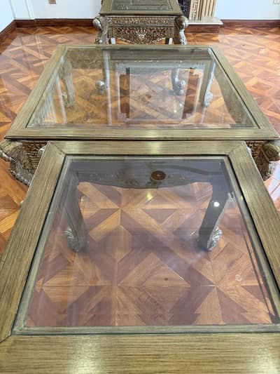 Chinnoti style kalamkar matching centre and side tables