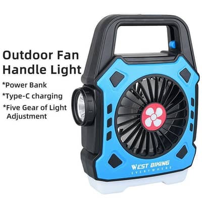 WEST BIKING Rechargeable Outdoor Fan with Light & Power Bank
