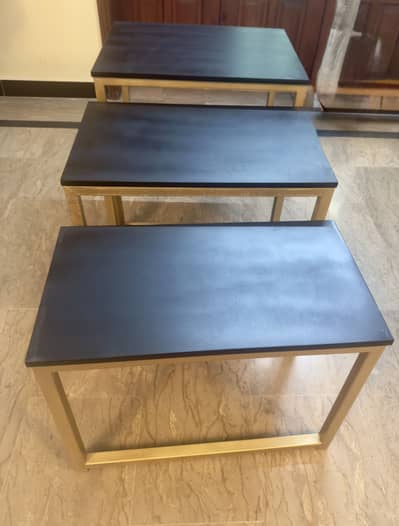 New- Modern black and gold three set of side tables