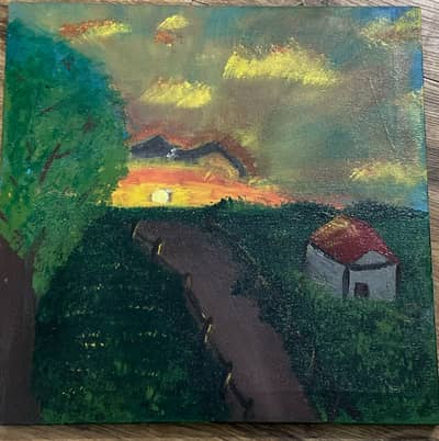 Handmade Canvas Painting – Sunset Landscape Art