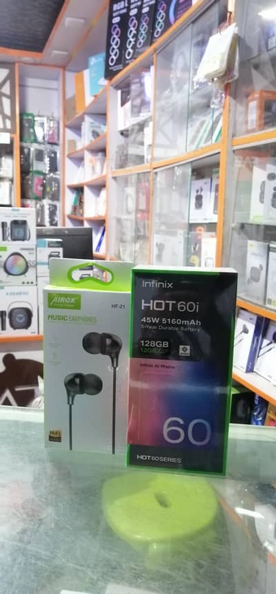 Infinix hot 60i box pack non active with gift hands free